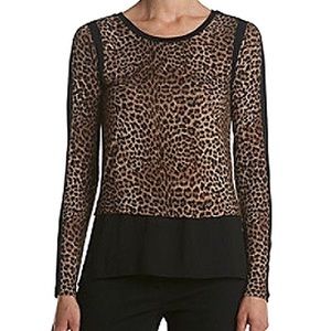 Michael Kors Mixed Media Cheetah Leopard Tunic Top